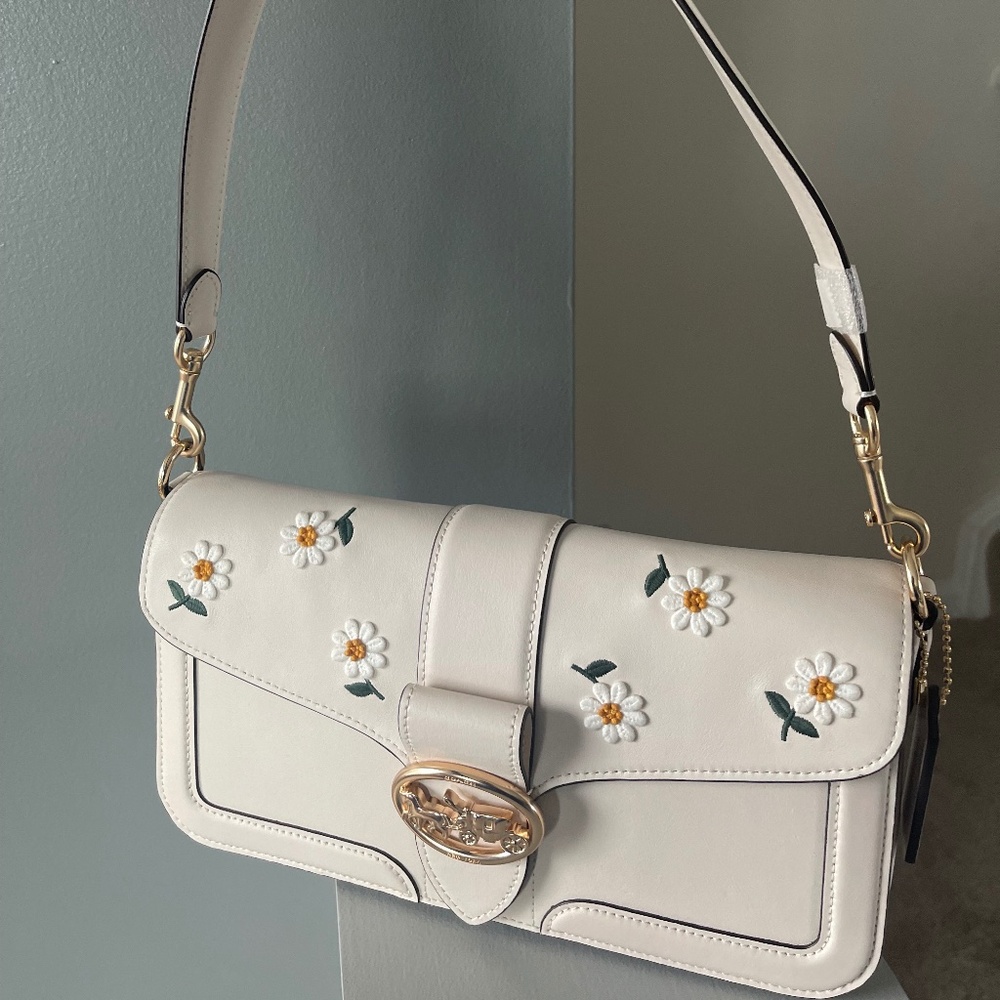 Coach embroided daisy Georgie shoulder bag